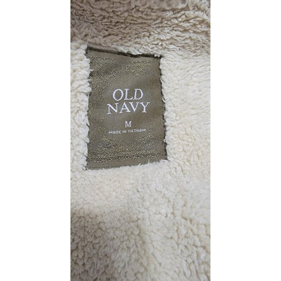 Old Navy Womens Brown Faux Suede Sherpa Lined Trench Coat Jacket Size Medium - Picture 8 of 14